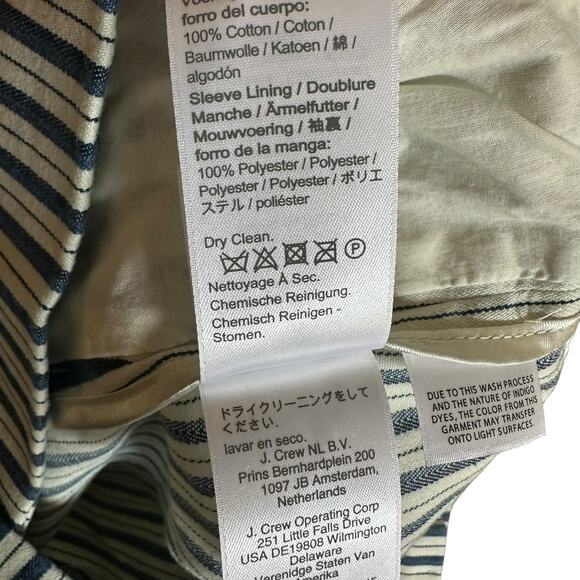 J CREW Willa Blazer Blue White Striped Button Front Jacket Women's Size 8 NWT - Picture 4 of 8